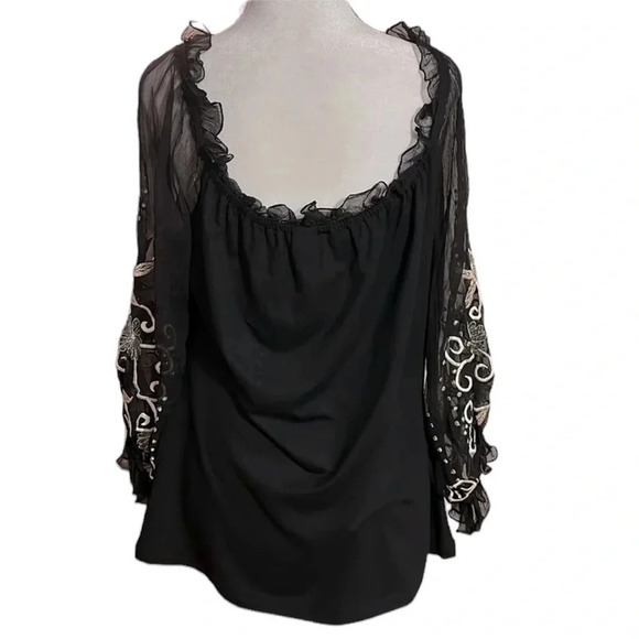 Vintage Collection off shoulder embroidered longsleeve tops size XL - Picture 5 of 9